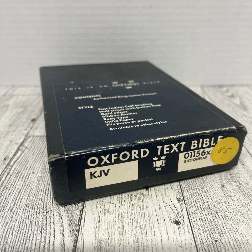 Vintage Oxford KJV Text Bible 01156x Button Flap Genuine East Indian Calf Boxed